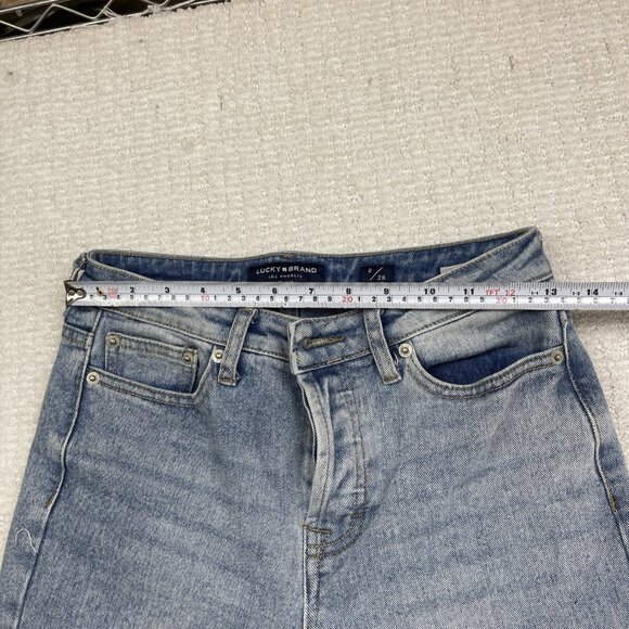 Lucky Brand High Rise Straight Ankle Distressed Jeans 2 / 26 Four-leaf clover* - Picture 12 of 15